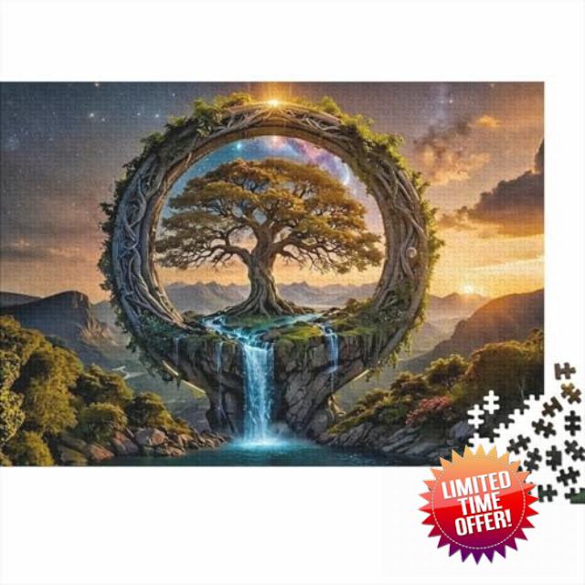 Fantasy Ancient Tree Jigsaw Puzzle 1000 Piece Jigsaw Puzzle Paper for Adults Magical Nature Scene Puzzle Game for Family Focus Decor Gift 70x50cm/1000pcs