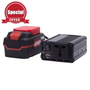 Compatible for Lidl Parkside X20V: 200W 220-240V AC Power Inverter Adapter with USB Ports (Battery Not Included))