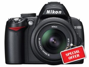 Nikon D3000 Digital SLR Camera with 18-55mm VR Lens Kit (10.2MP) 3 inch LCD (Renewed)