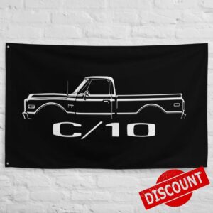 1970 Chevy C 10 Classic Pickup Truck Enthusiasts Automotive Art for Garage Office Man Cave Banner Flag 5" x 56"