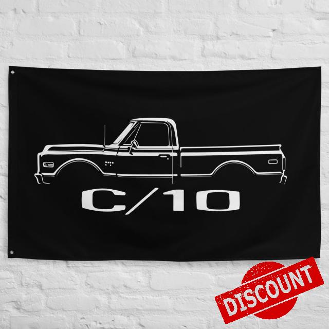 1970 Chevy C 10 Classic Pickup Truck Enthusiasts Automotive Art for Garage Office Man Cave Banner Flag 5" x 56"