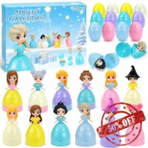 Advent Calendar 2026 Girls Kids Mini Princess Dress Up Dolls | 24 Day Countdown Unique Mini Princess Figurines Toy Set Daily Surprise Stocking Filler & Xmas Gift Smooth Non-Toxic Plastic