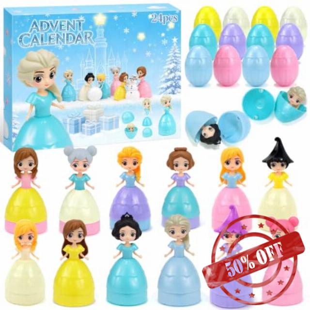 Advent Calendar 2026 Girls Kids Mini Princess Dress Up Dolls | 24 Day Countdown Unique Mini Princess Figurines Toy Set Daily Surprise Stocking Filler & Xmas Gift Smooth Non-Toxic Plastic