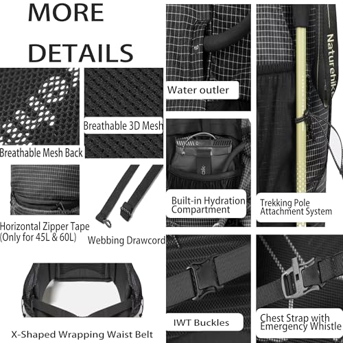 Durable Ripstop for Camping Mountaineering Hiking Backpacking (black