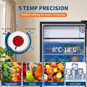 47L Capacity Freestanding Mini Fridge with 5-Stage Adjustable Temperature Control