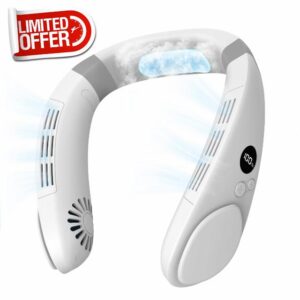 6000mAh Neck Fan with Cooling Plate Cold Compress Bladeless Portable Quiet Air Conditioner Rechargeable Holiday Essentials for Women Men Travel Camping Outdoor (White)           [Energy Class A+++]