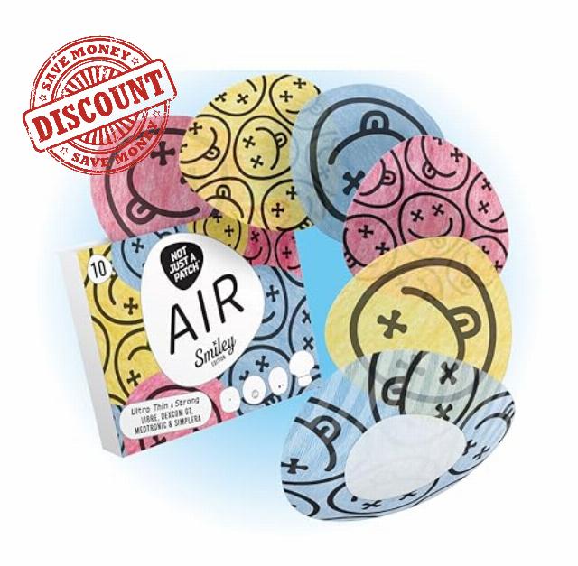 Not Just A Patch Air Freestyle Libre 2 Sensor Covers (10 Pack) - Smiley Design Over Patches for Libre 2