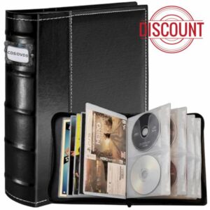 DVD CD Storage Binder – 56 Discs DVD Book Binder with Label Slots & Cover Pockets