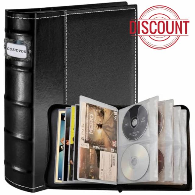 DVD CD Storage Binder – 56 Discs DVD Book Binder with Label Slots & Cover Pockets