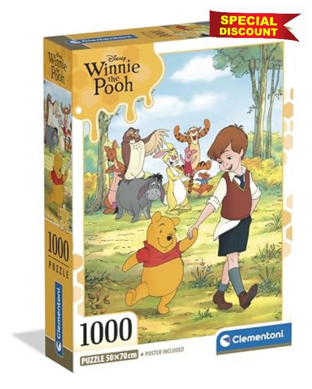 Clementoni Winnie The Pooh Puzzle for Adults 14 Years + | 1000 Pieces | Poster Included | Size 70 x 50 cm | Compact Box | Activity Without Screen | Gift Idea