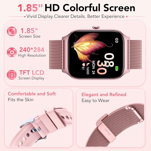 1.85"HD Fitness Watch with Bluetooth Calls/Messages