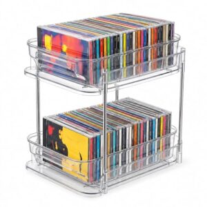 Plastic CD Holder Shelf with Smooth Pull-Out Drawers for Home Office