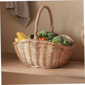 Portable Large Capacity Woven Wicker Picnic Baskets for Fruit Vegetable Flowers Organizing