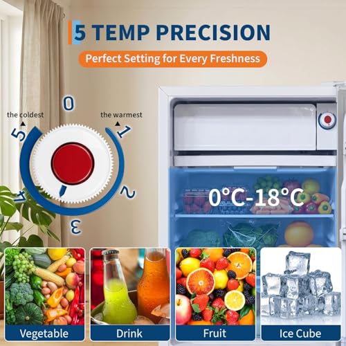 47L Capacity Freestanding Mini Fridge with 5-Stage Adjustable Temperature Control