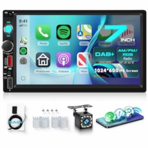 DAB Double Din Car Stereo with Apple Carplay Wireless Android Auto AM/FM/RDS
