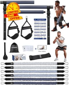 ALongSong Resistance Band Set Men with Handle At home Pilates Bar Workout Equipment