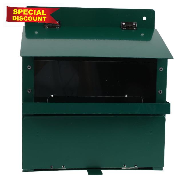 Heavy Duty Outdoor Squirrel Feeder with Large Capacity and Rain Shield Refillable Metal Chipmunk and Peanut Feeding Station for Garden and Fence Mou