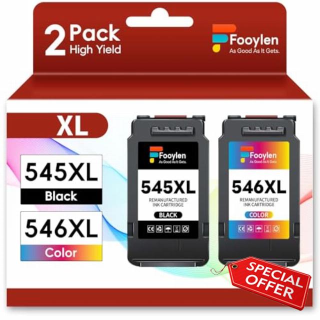 545XL 546XL Ink Cartridges Replacement for Canon 545 546 Ink Cartridge PG-545XL CL-546XL XL for Canon Pixma TS3300 TR4500 TS3450 MG2550s TS3150 MX495 MX490 TR4550 TR4551 TS3100(Black
