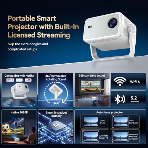 1080P FHD WiFi6 Bluetooth Portable Projector