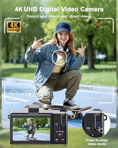 3" 180° Flip Screen 16X Zoom Flash Anti-Shake