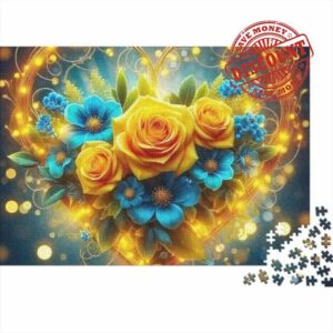 Yellow Rose Bouquet 1000 Piece Jigsaw Puzzle Paper Puzzle for Adults Glowing Floral Scene Mindfulness Gift Home Décor 70x50cm/1000pcs