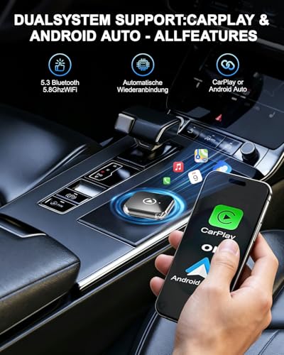 2026 Upgrade 2 in 1 5.8GHz Mini Suitable Convert Wired to Wireless Adapter for Cars with Carplay