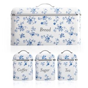 Stainless Steel and Set of 3 Canisters With Hand Applied Print