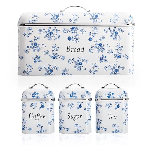 Stainless Steel and Set of 3 Canisters With Hand Applied Print