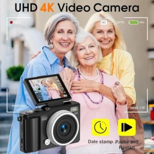 4K 64MP Compact Digital Camera with Autofocus and Macro Function