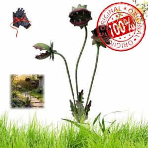 Whimsical Metal Carnivorous Plant Garden Stake