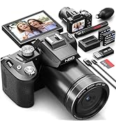 NBD 64MP & 5K Video Camera, 16X Optical Zoom, 3-inch 180° Flippable Screen, WiFi Auto Focus Anti-...