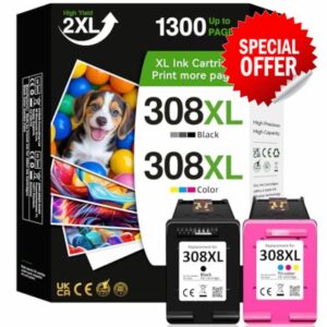 308XL Ink Cartridges Black and Colour Replacement for HP 308 Ink Cartridge
