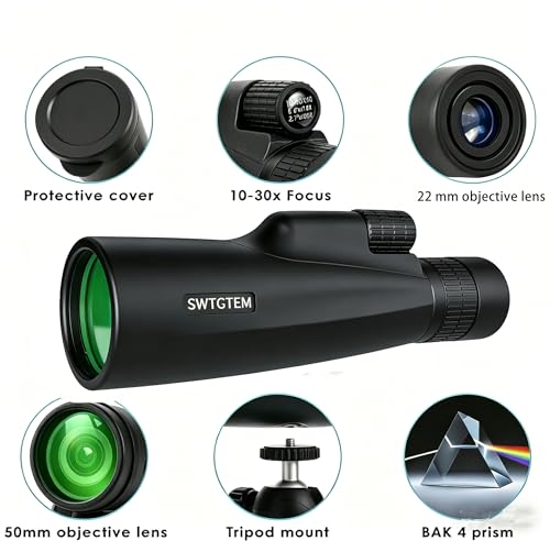 Monocular for Adults -BAK4 Prism and FMC Lens IP67 Waterproof for Bird Watching Camping Hiking Travel Scenery