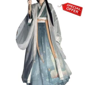 Chinese Hanfu Dress Women Ancient Traditional Cosplay Costume Vintage Birthday Party Light Blue Hanfu Dress