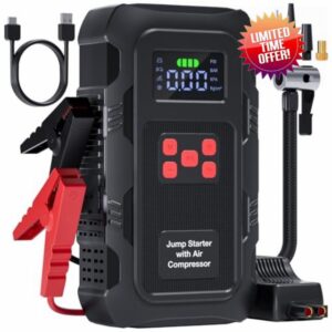 Povasee Jump Starter Power Pack with Air Compressor 150PSI