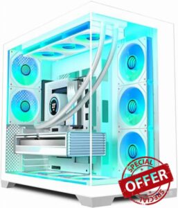 ANSAITE ATX PC Case - Pre-Installed 8 PWM ARGB Fan