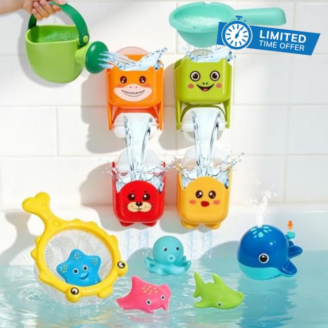 Bath Toys for 1-3 Year Old: Baby Bath Toys 12+ Months - Baby Bath Toy for Boys Girls Gifts - Mould Free Water Play Swimming Pool Toys