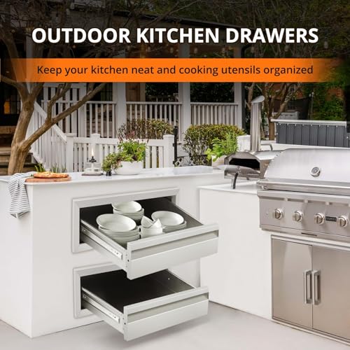 2 Tiers Built-in BBQ Island Storage Drawer