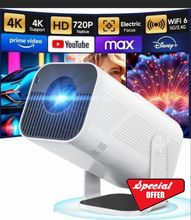 Projector 4K for Bedroom 2026 - Portable Projector Auto Keystone mini projector 4k wifi bluetooth Works mobile phone
