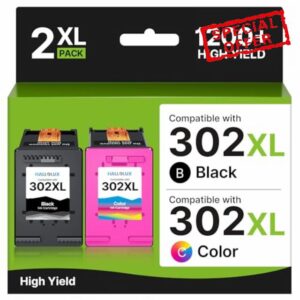 302XL Ink Cartridges Black and Colour Replacement for HP 302 Ink Cartridges Combo Pack for HP Envy 4520 4527 4524 4523 OfficeJet 3835 3830 3831 4650 5230 DeskJet 3630 1110 DeskJet 3630 Printe