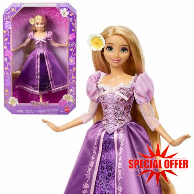 ​Mattel Disney Princess Rapunzel Sparkling Princess Fashion Doll with Long Hair