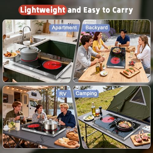 3600W 2 Ring Portable Ceramic Hob with Touch Control
