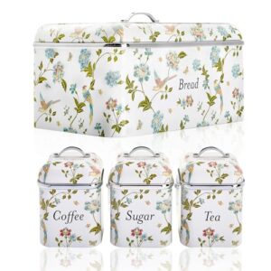 Stainless Steel and Set of 3 Canisters With Hand Applied Elveden White Print VQBB66CLAWUK / VQBB25LAEWUK