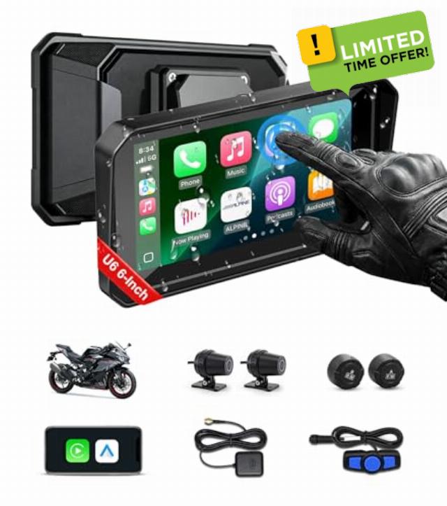 U6 Motorcycle GPS Navigator with Dash Cam