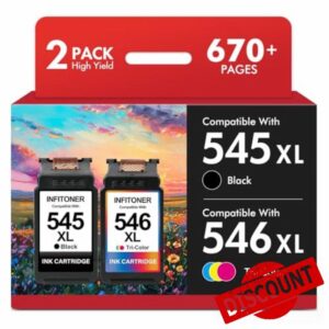 545 546 Ink Cartridges TS3350 TS3355 Replacement for Cannon 545 546 Ink Cartridges PG-545 CL-546 XL for Canon Pixma TS3150 TS3300 TR4550 TR4650 TR4500 MG2550 MG2551S Printer 545XL 546XL(Black Colour)