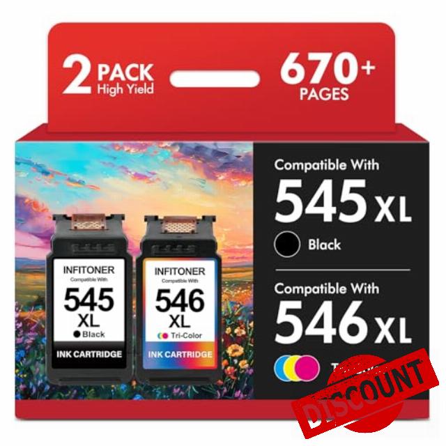 545 546 Ink Cartridges TS3350 TS3355 Replacement for Cannon 545 546 Ink Cartridges PG-545 CL-546 XL for Canon Pixma TS3150 TS3300 TR4550 TR4650 TR4500 MG2550 MG2551S Printer 545XL 546XL(Black Colour)