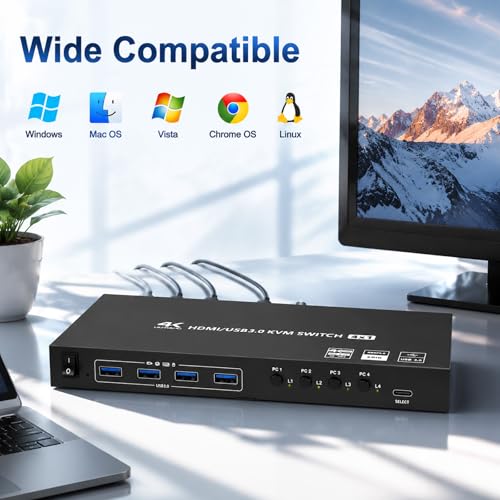 4 USB 3.0 Ports Share Keyboard Mouse & Printer