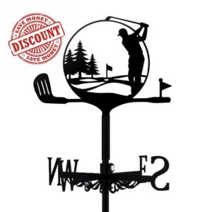 Golfer Metal Weather Vane Black Metal Wind Vanes Patio Wind Vanes for OutsideYard Farm Garden Patio Decoration Wind Measuring Tool Weathervanes (Golf Clubs)