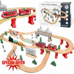 72pcs Wooden Train Set
