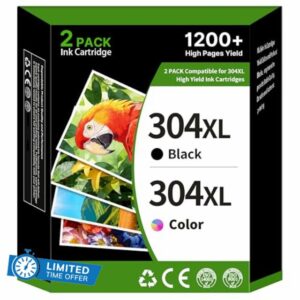 304XL Ink Cartridges Combo Pack Compatible for HP 304 304XL Ink Cartridges Black and Colour Compatible with HP Envy 5010 5020 5032 5030 5000 DeskJet 3760 3762 2600 2620 2630 2633 3720 (2 Pack)